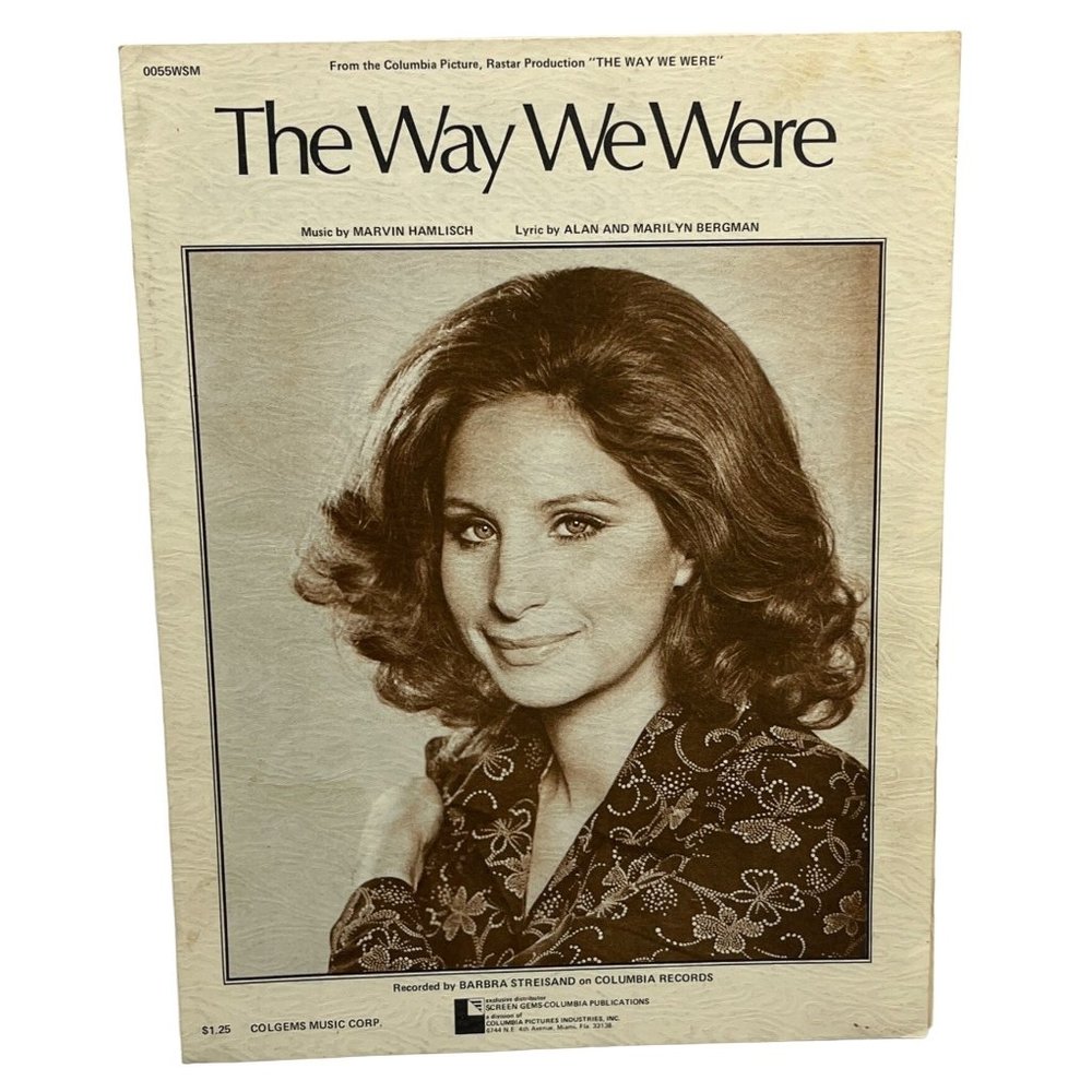 The Way We Were Barbra Streisand Vintage Piano Sheet Music 1973 Marvin Hamlisch
